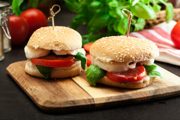 Italian Caprese sandwiches with  mozzarella cheese