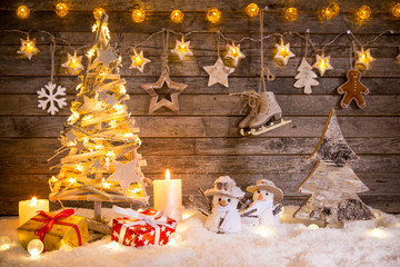 Christmas decoration on wooden background