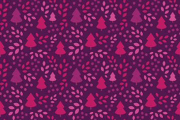Endless Christmas Pattern with Christmas Trees