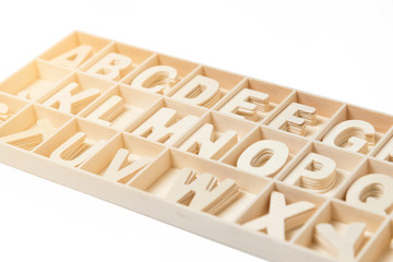 English letters on white background
