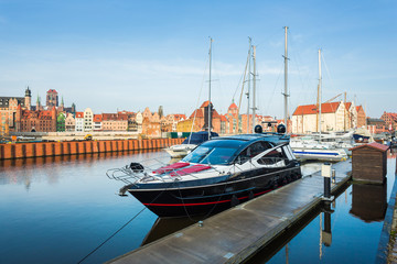 Fototapeta premium Boat in the harbor of Gdansk