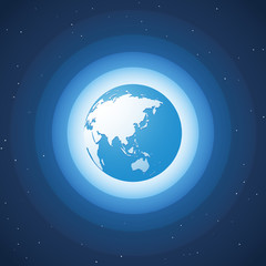 world globe on blue wave background Asia