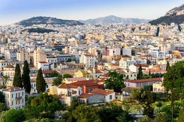 Fototapeta na wymiar City view of old buildings in Athens, Greece