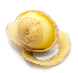 Peeled potatoes isolated on white background.