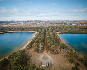 Aerial of Lake in Old Bridge New Jersey 