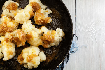 Vegetarian fried cauliflower with bread crumb