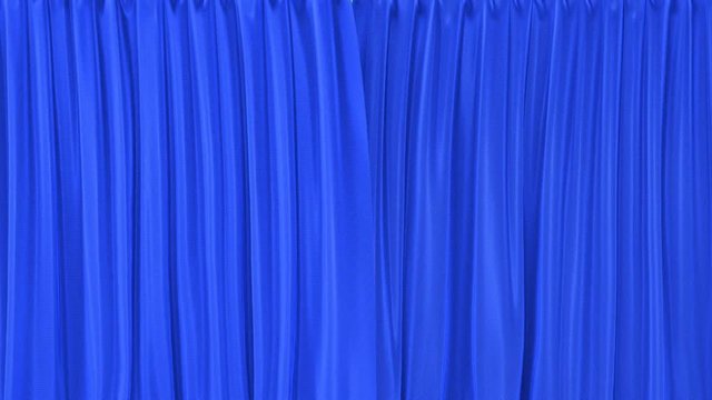 Stage or window textured blue curtains realistic 3D animation, chroma key and alpha matte are included