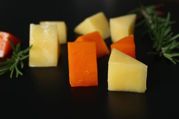 Piece and slices of cheese