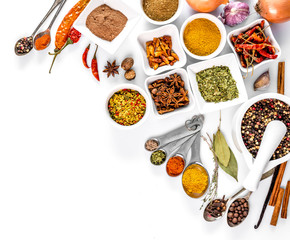 spices on white background isolated with place for text