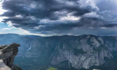 Panorama Of Rain Clouds At Glacier Point 