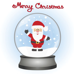 Santa Claus in a snow globe. A toy. Christmas card.