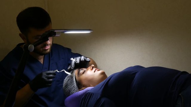 Application of the anesthesia under pellicle before procedure