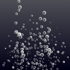 Underwater Fizzing Air Bubbles Vector. Deep Water. Circle And Liquid, Light Design. Fizzy Sparkles In Sea, Ocean. Realistic Illustration