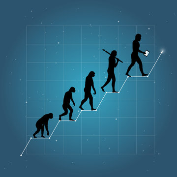 Business growth chart with human evolution
