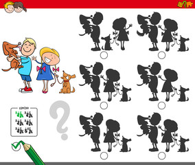 educational shadow game with kids and dogs