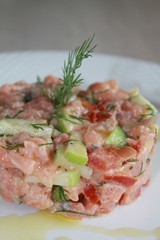 tartare de saumon à la pomme verte