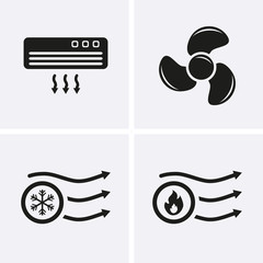 HVAC (heating, ventilating, and air conditioning) Icons. Heating and Cooling technology.