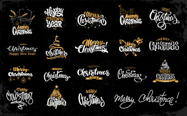Merry Christmas Lettering Design Set