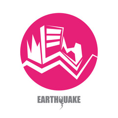 vector Earthquake Insurance icon with damaged house isolated on white background. Natural disaster sign or symbol