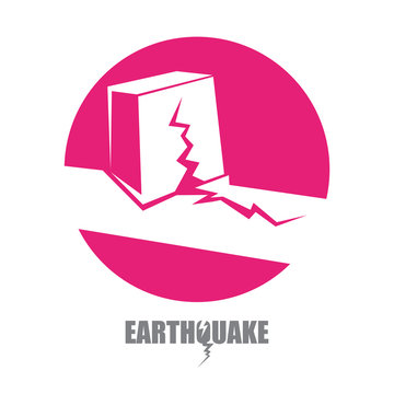 vector Earthquake Insurance icon with damaged house isolated on white background. Natural disaster sign or symbol