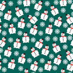 snowmen-Christmas seamless texture with a background of green