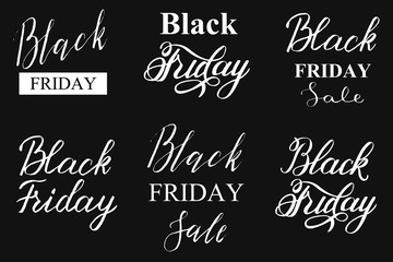 Black Friday Sale typograply. Vector set of calligraphy hand lettering. 