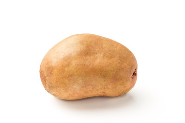 Uncooked, unpeeled, fresh whole one potato isolated on white background