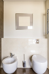 Front view of stylish toilet