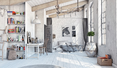 Scandinavian  Bedroom interior © Victor zastol'skiy