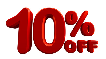 3d rendering of 10 percent off in white background. Special Offer 10% Discount Tag. Sale Up to 10 Percent Off - obrazy, fototapety, plakaty