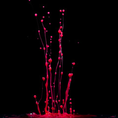 explosion of splashes and bursts of colour fluid paint or ink on a black background