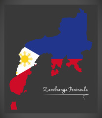 Zamboanga Peninsula map of the Philippines with Philippine national flag illustration