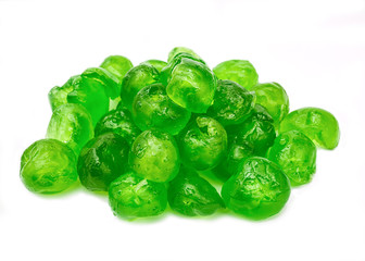 Sweet candied cherries measured for Christmas baking. Used especially in fruitcakes.