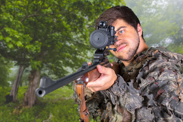 hunter with his rifle