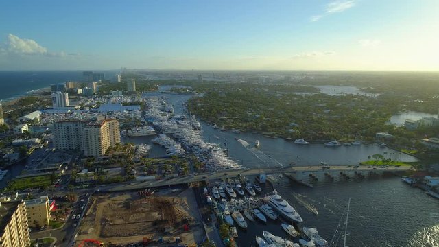 Fort Lauderdale boat show scene at dusk