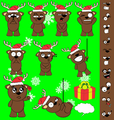 Fototapeta premium xmas baby funny deer cartoon santa claus hat set in vector format 