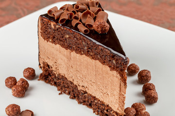 Chocolate-nut chocolate cake with chocolate mousse