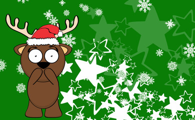 xmas little reindeer cartoon santa claus hat background in vector format 