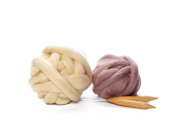 Huge yarn threads isolated on white background