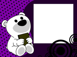 chibi baby polar teddy bear book picture frame background in vector format