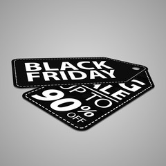 Black Friday sale double tag. Black vector labels on gray background. 3d illustration