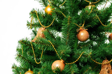 Christmas tree with ornaments, close-up