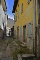A small street in the hill village of Erto in Friuli Venezia Giulia, north east Italy.