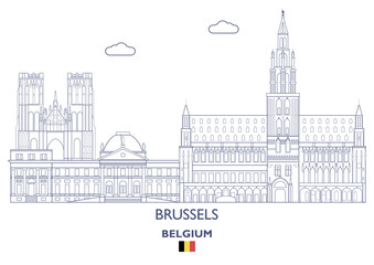 Fototapeta na wymiar Brussels Linear City Skyline, Belgium