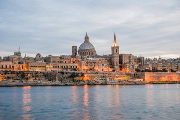 Fototapeta na wymiar Valletta seafront skyline view, Malta