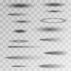 Set of transparent oval shadow isolated on transparent background.