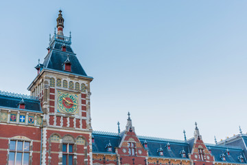 Amsterdam central railway station in Netherlands.