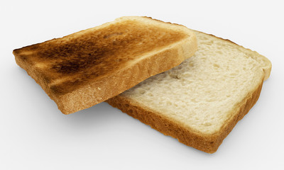 bread slices - toast pair - isolated on white