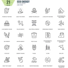 Foto op Aluminium Thin line environment, renewable energy technology icons set for website and mobile site apps. Contains such Icons as Eco, Green Technology. 48x48 Pixel Perfect. Editable Stroke. Vector illustration. © alexdndz