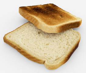 bread slices - toast pair - isolated on white